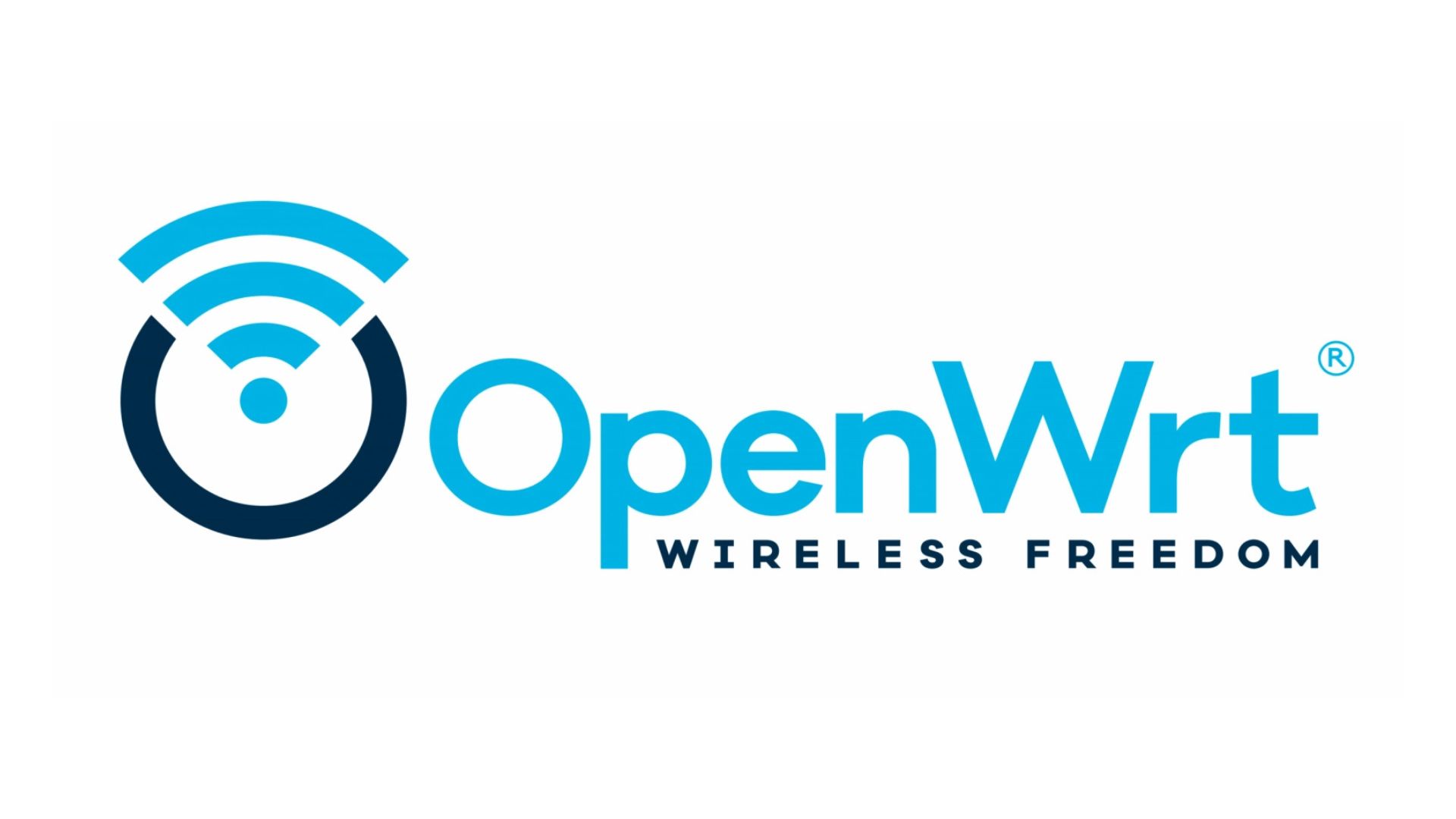 The OpenWrt logo features a circular wireless signal icon to the left and the words OpenWrt Wireless Freedom in blue and black text on a white background.