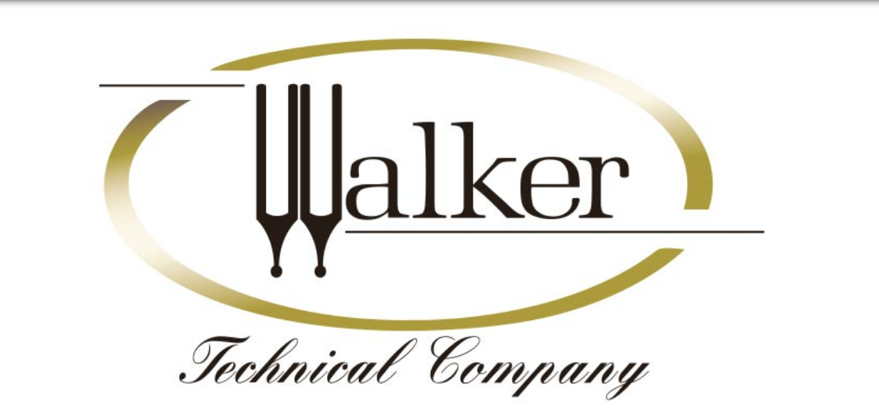 Walker Technical Company logo featuring stylized black W resembling organ pipes, with alker in elegant font. A gold oval surrounds the text, and Technical Company appears below in cursive script.