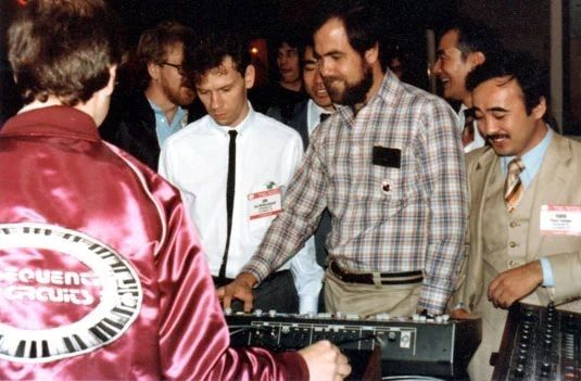 Dave Smith and John Bowen at 1983 NAMM first demo of MIDI