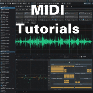 Image of a DAW with the word MIDI Tutorial on it