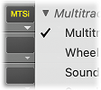 A screenshot shows the MTSi button highlighted in yellow on the left, with a menu on the right displaying a checked option labeled Multitrack among other options.